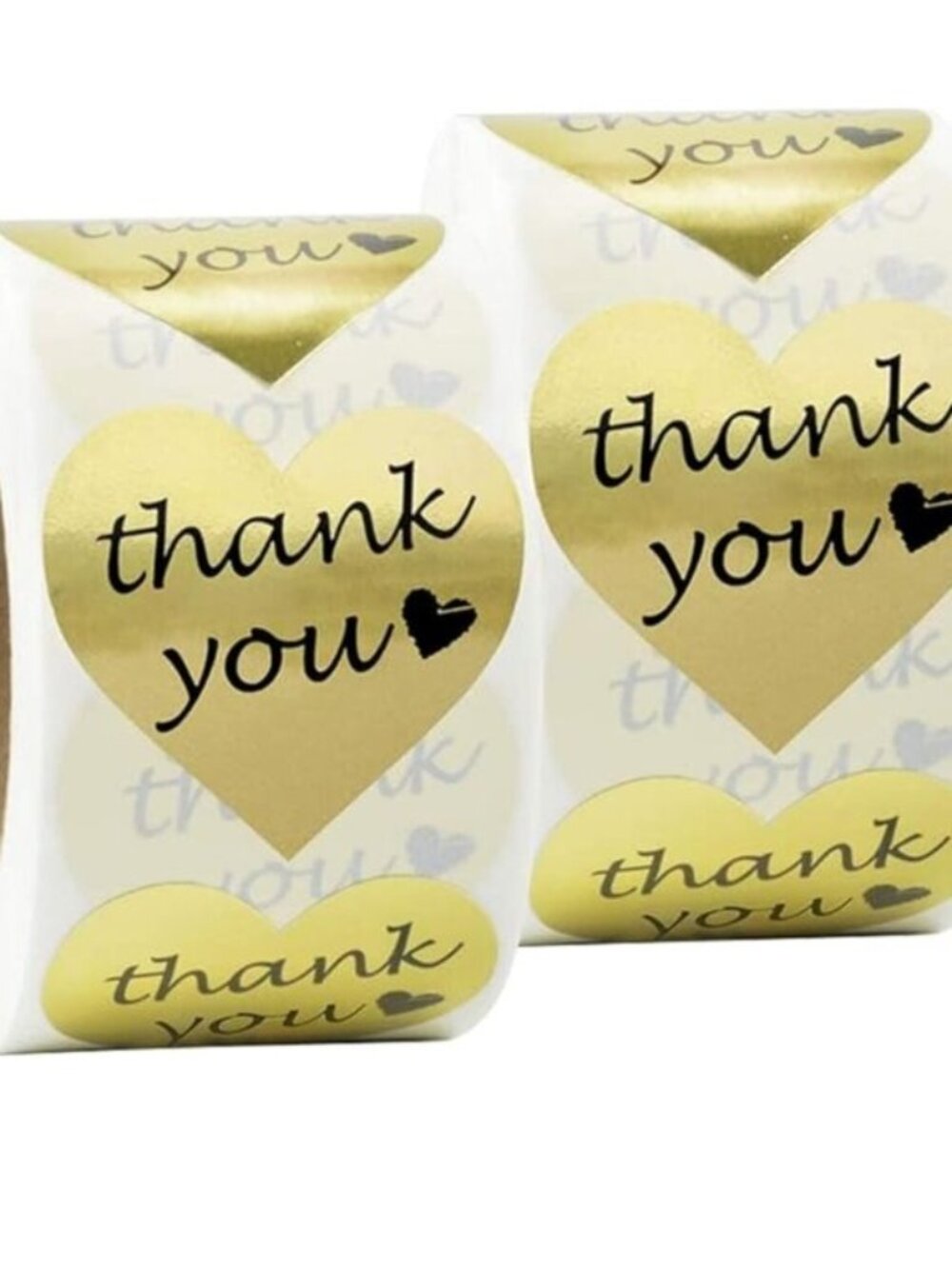 Thank You Stickers 500 Heart Gold Metallic Labels Packages Sales Small Business